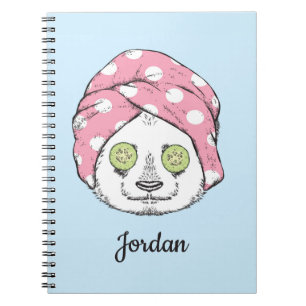 Panda At The Spa   Add Your Name Notebook