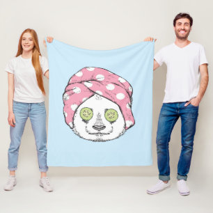 Panda At The Spa Fleece Blanket