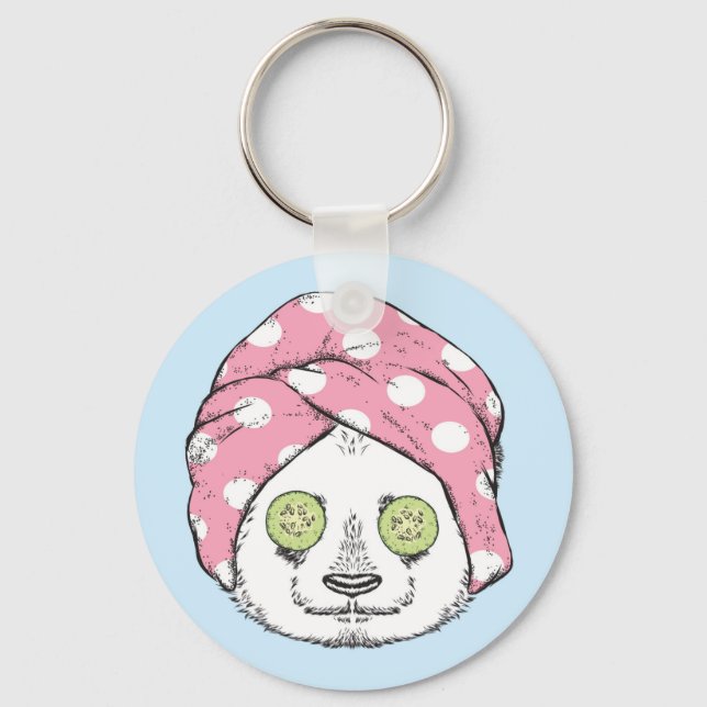 Panda At The Spa Key Ring (Front)