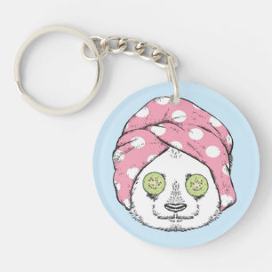 Panda At The Spa Key Ring