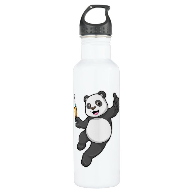 Panda at Vaccination with Syringe 710 Ml Water Bottle (Front)