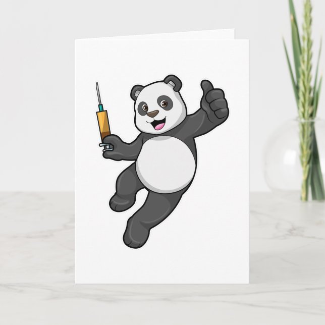 Panda at Vaccination with Syringe Card (Front)