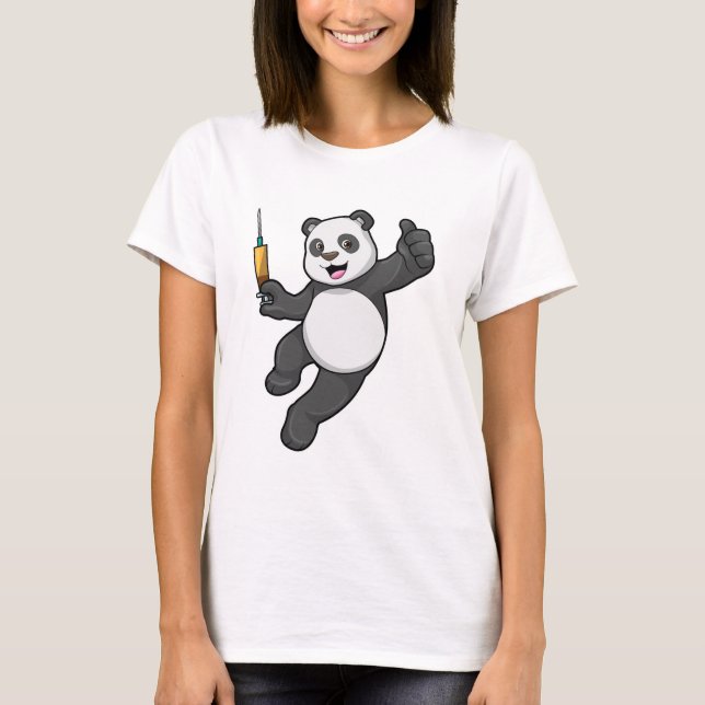 Panda at Vaccination with Syringe T-Shirt (Front)