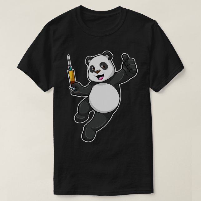 Panda at Vaccination with Syringe T-Shirt (Design Front)