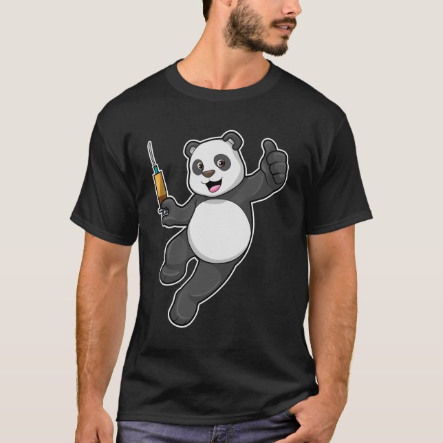 Panda at Vaccination with Syringe T-Shirt (Front)