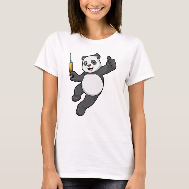 Panda at Vaccination with Syringe T-Shirt (Front)