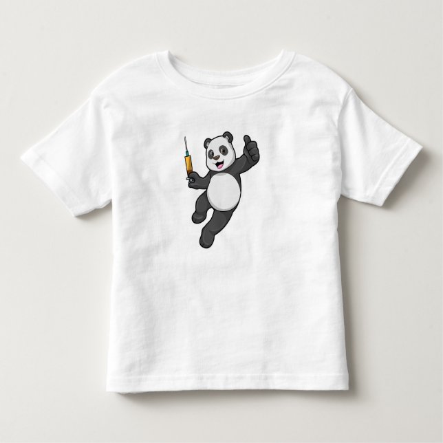 Panda at Vaccination with Syringe Toddler T-Shirt (Front)
