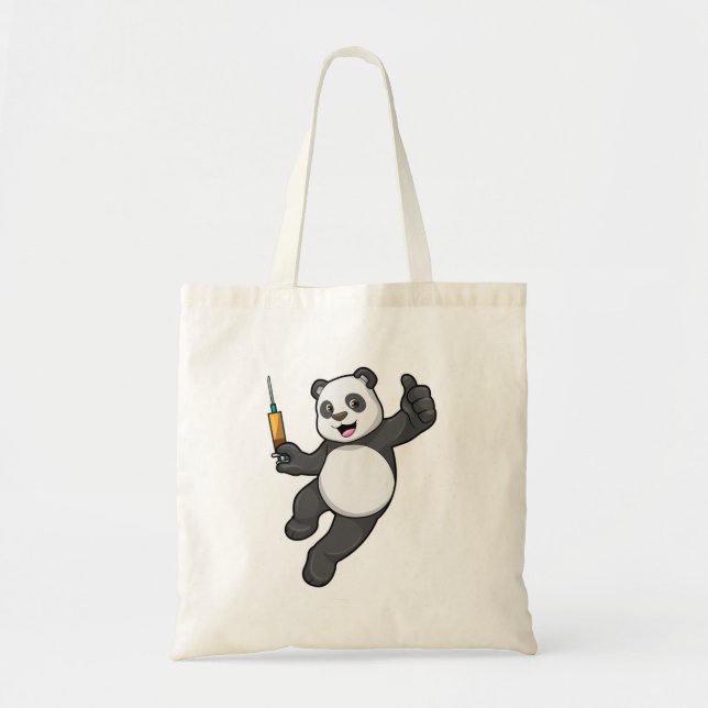 Panda at Vaccination with Syringe Tote Bag (Front)