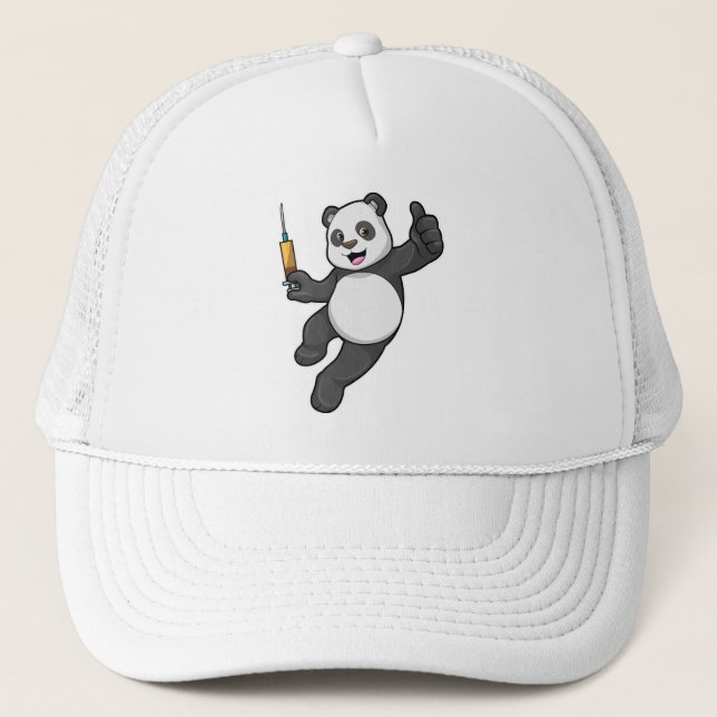 Panda at Vaccination with Syringe Trucker Hat (Front)