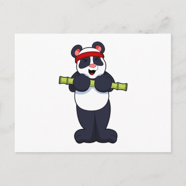 Panda at Work out with Bamboo Weight Postcard (Front)