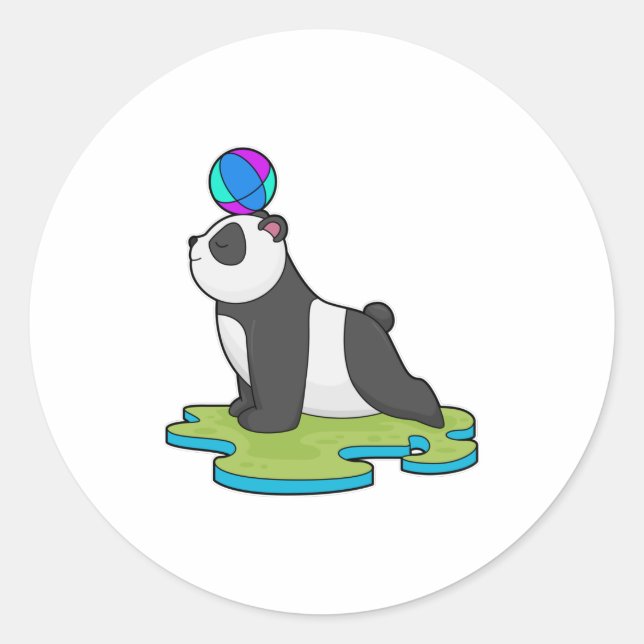 Panda at Yoga Fitness Classic Round Sticker (Front)