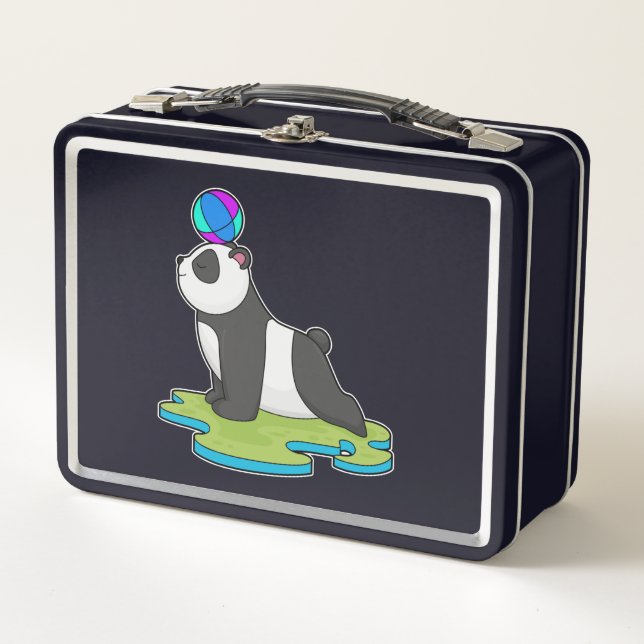 Panda at Yoga Fitness Metal Lunch Box (Front)