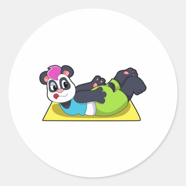 Panda at Yoga on Yoga mat Classic Round Sticker (Front)