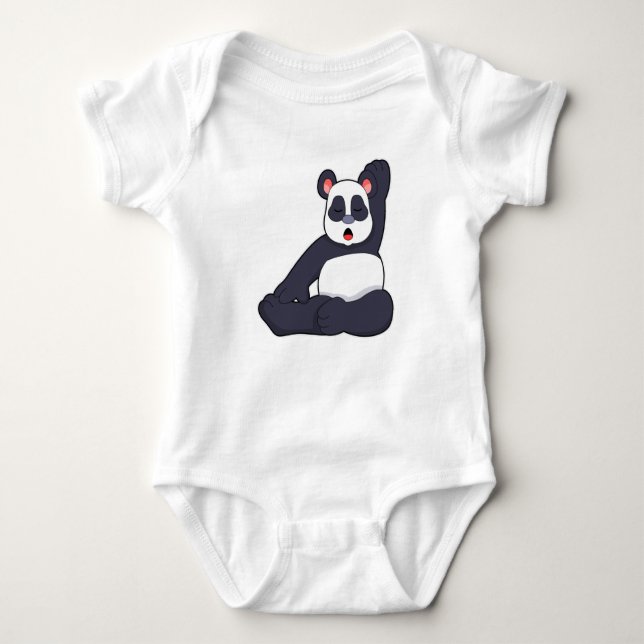 Panda at Yoga Stretching exercises Baby Bodysuit (Front)