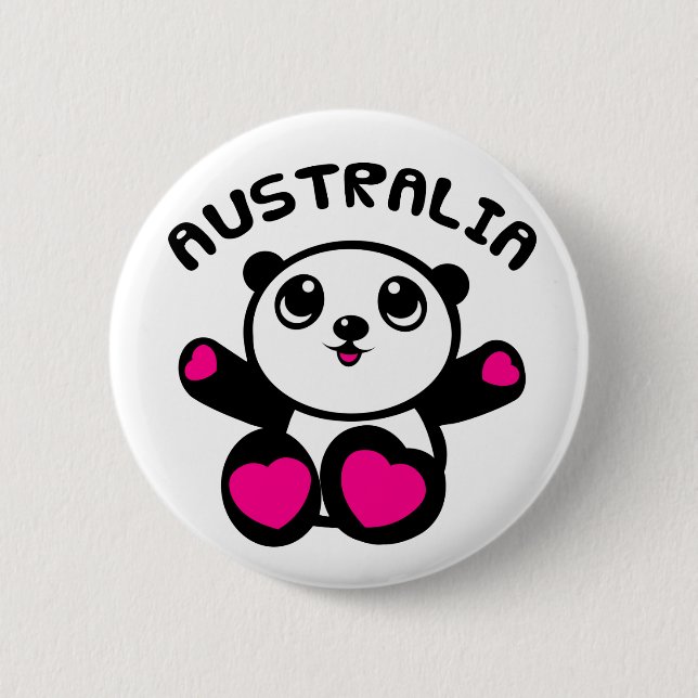 Panda Australia 6 Cm Round Badge (Front)
