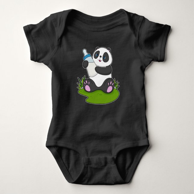 Panda Baby bottle Milk Baby Bodysuit (Front)