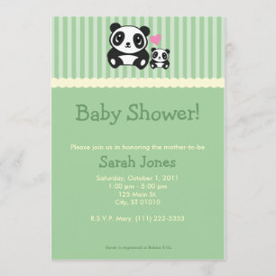 Panda Baby Shower - Green Invitation