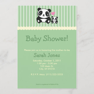 Panda Baby Shower - Green Invitation
