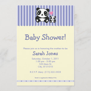 Panda Baby Shower - Purple & Cream Invitation