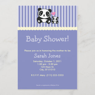 Panda Baby Shower - Purple Invitation