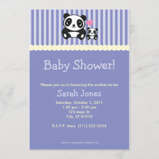 Panda Baby Shower - Purple Invitation