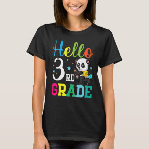 Panda Back To School First Day Of Student Hello 3r T-Shirt