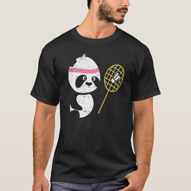Panda Badminton Shuttlecock Smash Athlete Player C T-Shirt (Front)