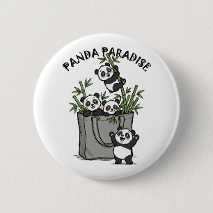 Panda Bamboo Paradise Chewing Life Slowly 6 Cm Round Badge