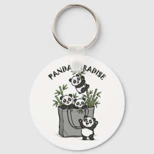 Panda Bamboo Paradise Chewing Life Slowly Key Ring