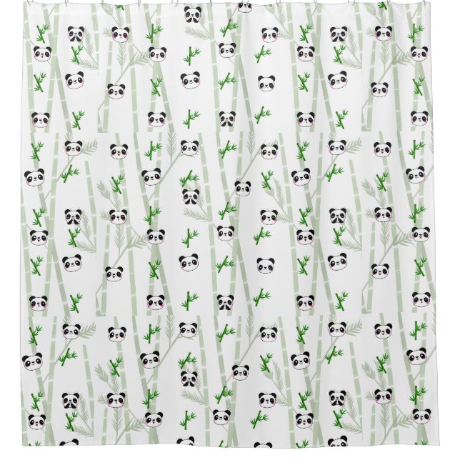 panda bamboo shower curtain (Front)
