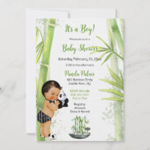 Panda Bamboo Theme Baby Boy Black White Green