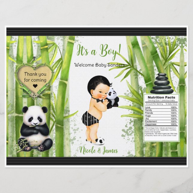 Panda Bamboo Theme Baby Boy Chip Bag (Front)