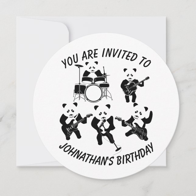 Panda Band Cute Kids Birthday Inviation Invitation (Front)