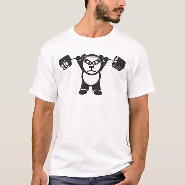 Panda Barbell Overhead Pressing T-Shirt (Front)