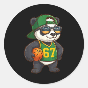 Panda Basketball 67 Gen Alpha Slang Srts Men Boys  Classic Round Sticker