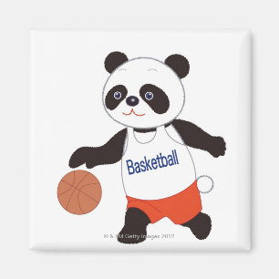 Panda Basketball Player Dribbling Magnet