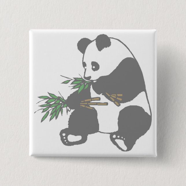 Panda Bear 15 Cm Square Badge (Front)