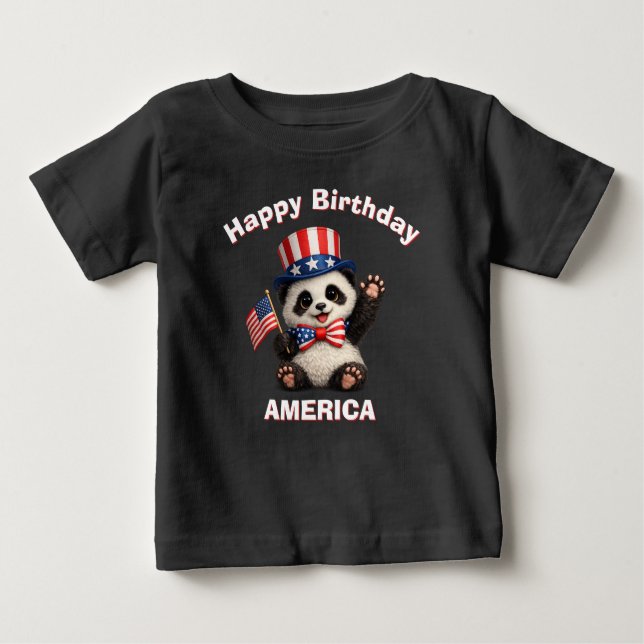 Panda Bear (5j) Patriotic Kid T-Shirt (Front)