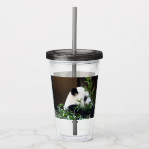Panda Bear Acrylic Cup With Lid and Straw