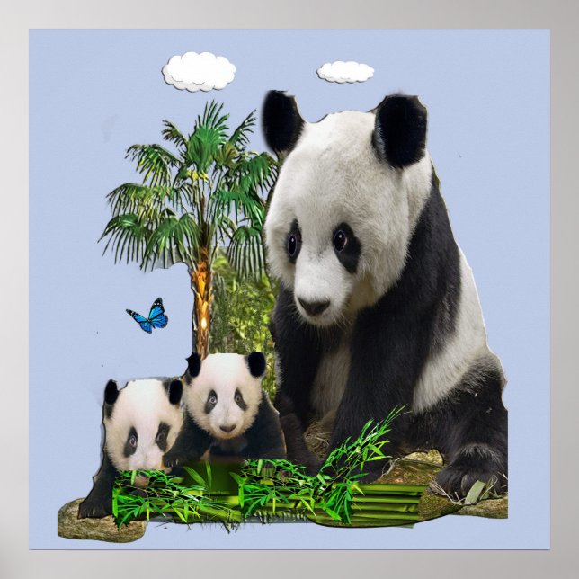 Panda bear and cubs poster (Front)