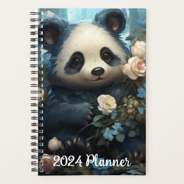 Panda Bear and Flowers Planner (Front)
