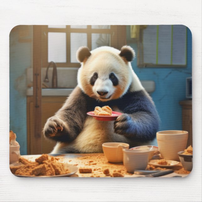 Panda Bear Animal Fun Cooking Kitchen Happy Time Mouse Pad (Front)