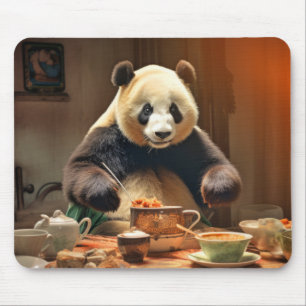 Panda Bear Animal Fun Cooking Kitchen Happy Time Mouse Pad