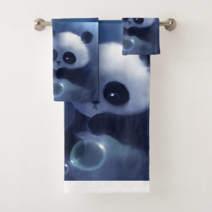 Panda Bear Art Bathroom Towel Set