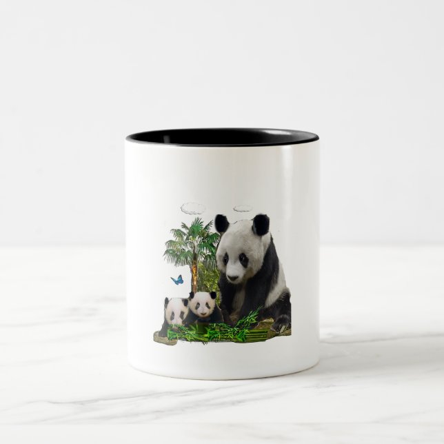 Panda bear art Two-Tone coffee mug (Center)