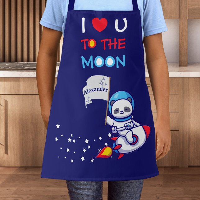 Panda bear astronaut space rocket cute kawaii kids apron (Creator Uploaded)