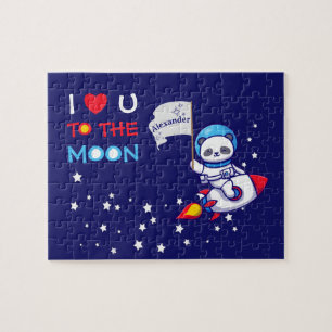 Panda bear astronaut space rocket cute kawaii kids jigsaw puzzle