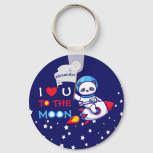 Panda bear astronaut space rocket cute kawaii kids key ring