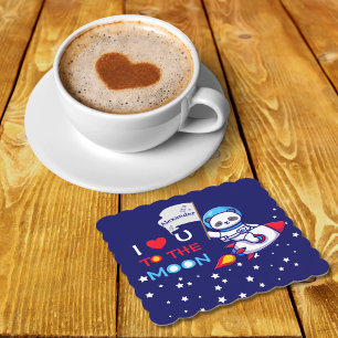 Panda bear astronaut space rocket cute kawaii kids paper coaster
