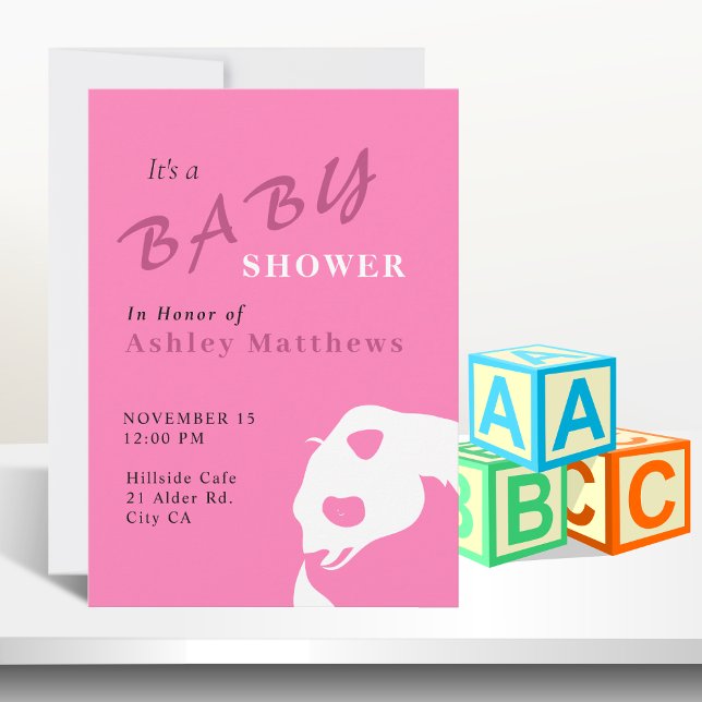 Panda Bear Baby Girl Shower Invitation (Creator Uploaded)